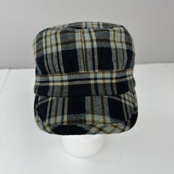 D&Y Women's Black Blue Plaid Cadet Preppy BOHO Hat S/M - Picture 11 of 12